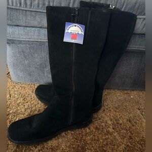 Black Tall Boots - suede-like material - waterproof. NWT